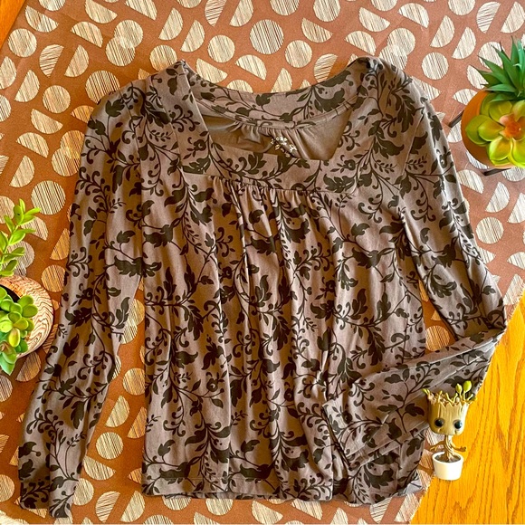 SONOMA Black and Brown Floral Blouse - Picture 1 of 2